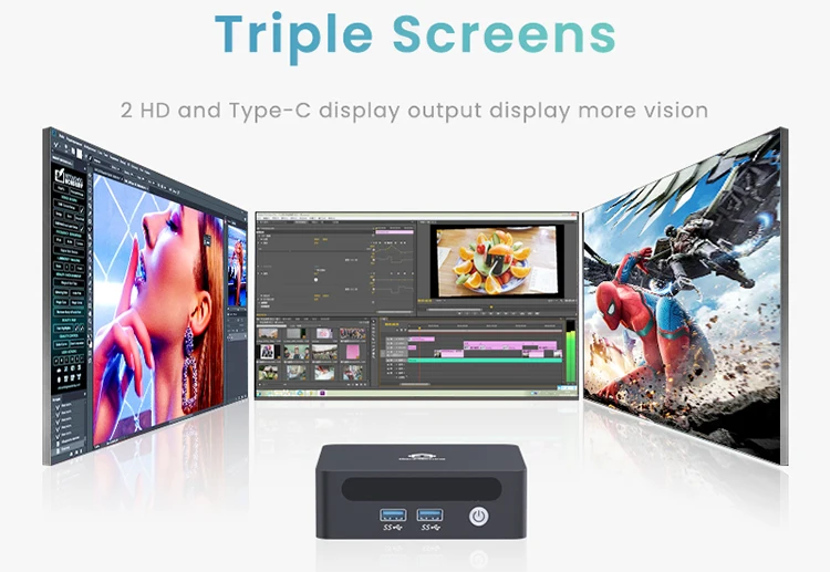 GenMachine كمبيوتر صغير AMD Ryzen 7 5700U 5800U وحدة المعالجة المركزية دعم ويندوز 11Pro DDR4 WiFi6 الكمبيوتر سطح المكتب مكتب كمبيوتر ألعاب