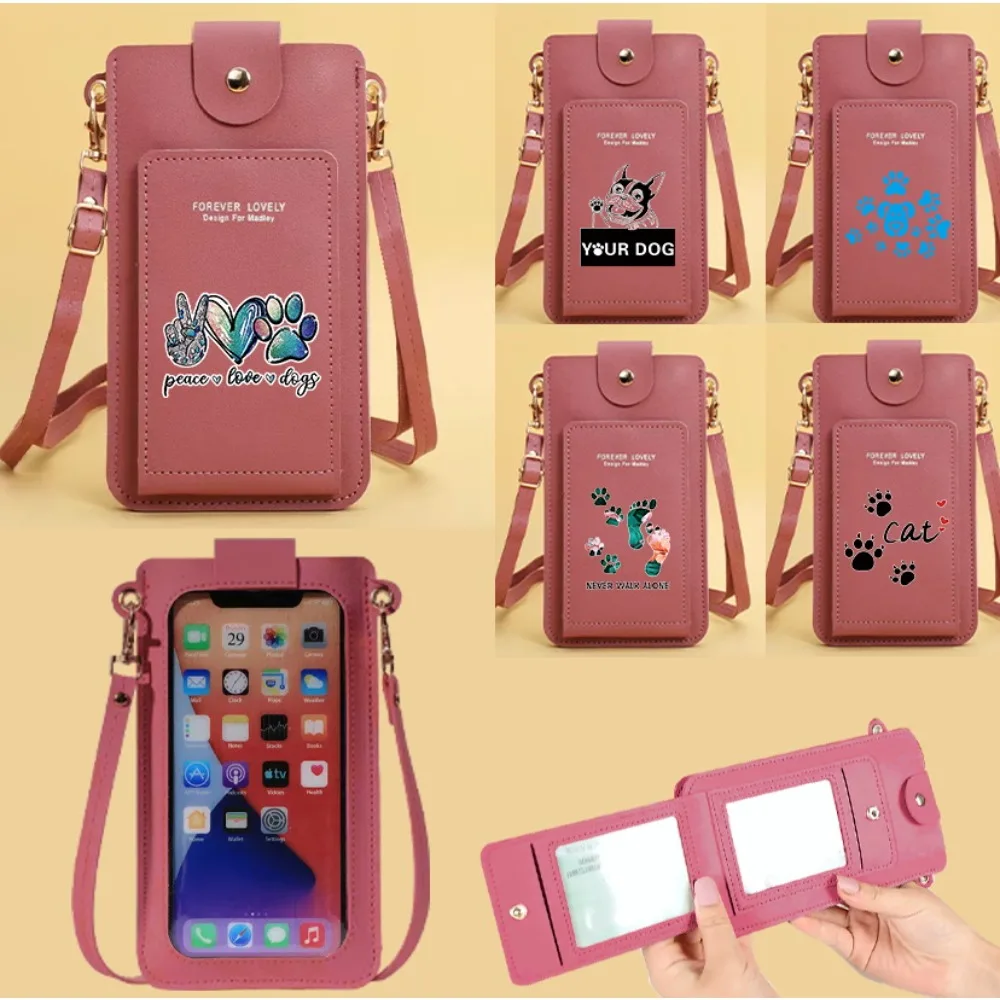 

Women Bags Simple Portable Footprints Series Mobile Phone Bag Card Holder Crossbody Shoulder Strap Handbag Versatile Wallets