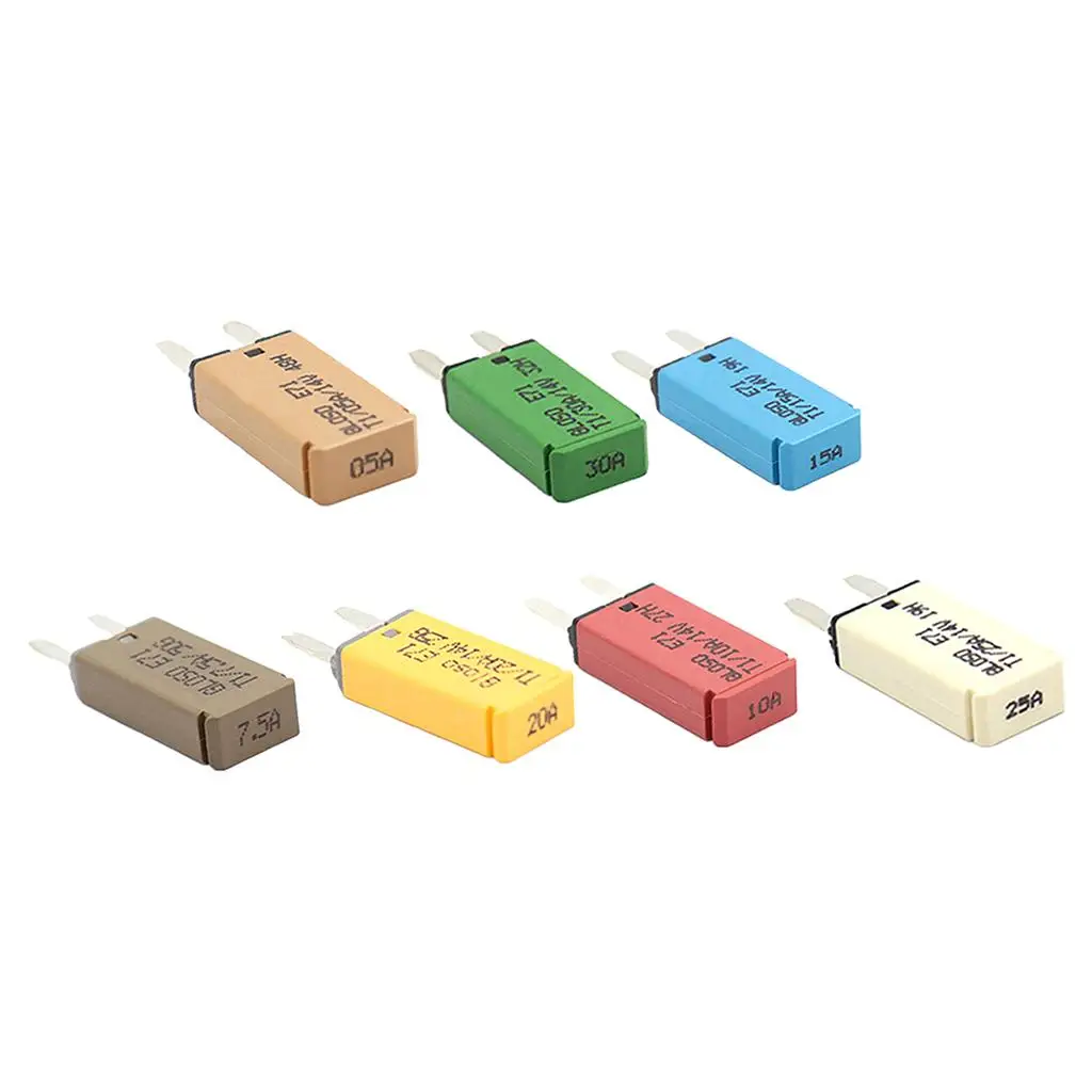 Mini ATM Circuit Breaker Fuse Resettable Blade Fuses Car Fuse Holder 7 Piece Set for Automotive Power Supply