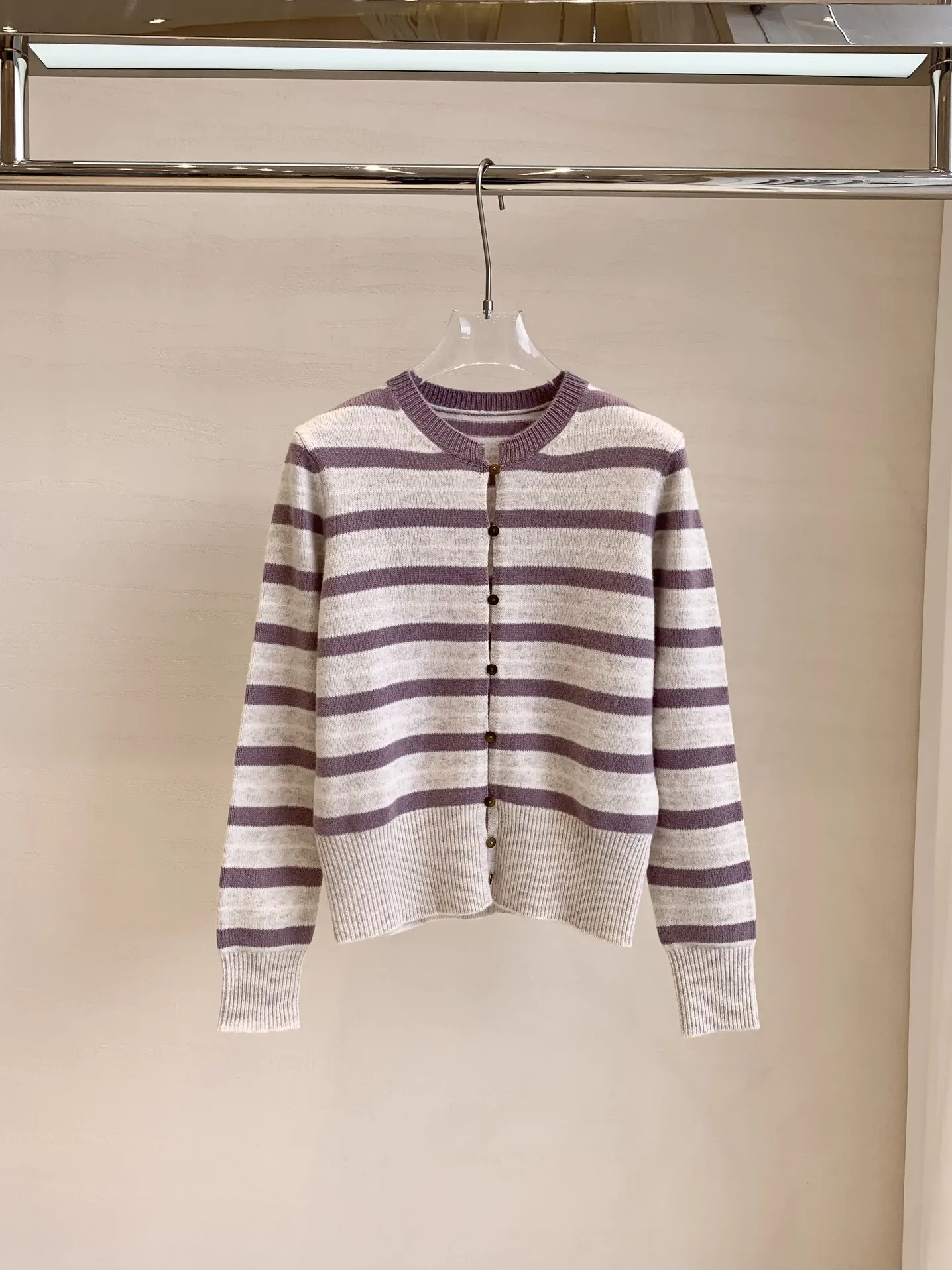 Damski kardigan z dzianiny wełnianej w paski, z długim rękawem, dopasowany, ciepła odzież damska na jesień i zimę, eleganckie topy.