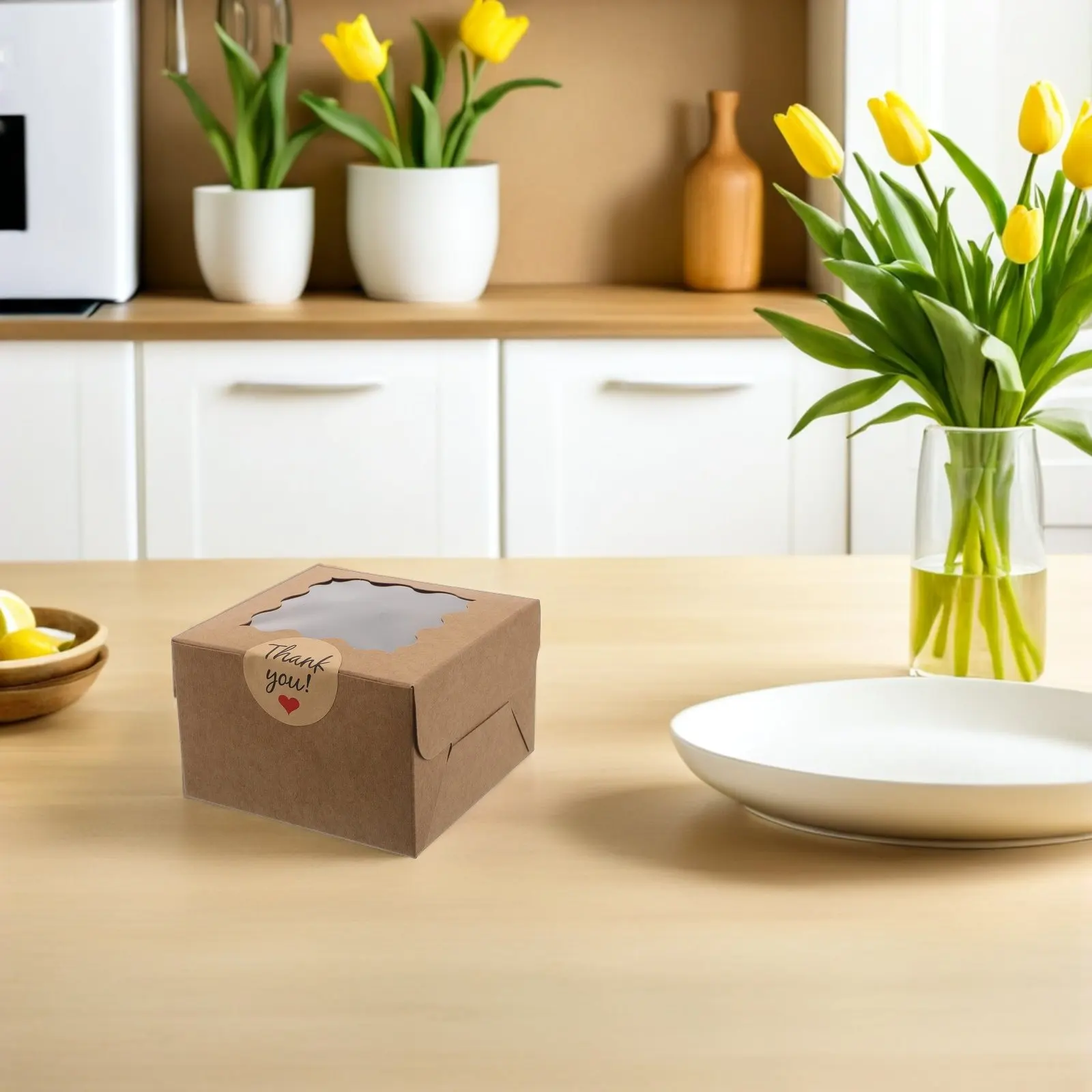 50Pcs Paper Muffin Boxes with Clear Window - Reliable Bakery Container for Freshness Retention - Great for Cookie Pastry