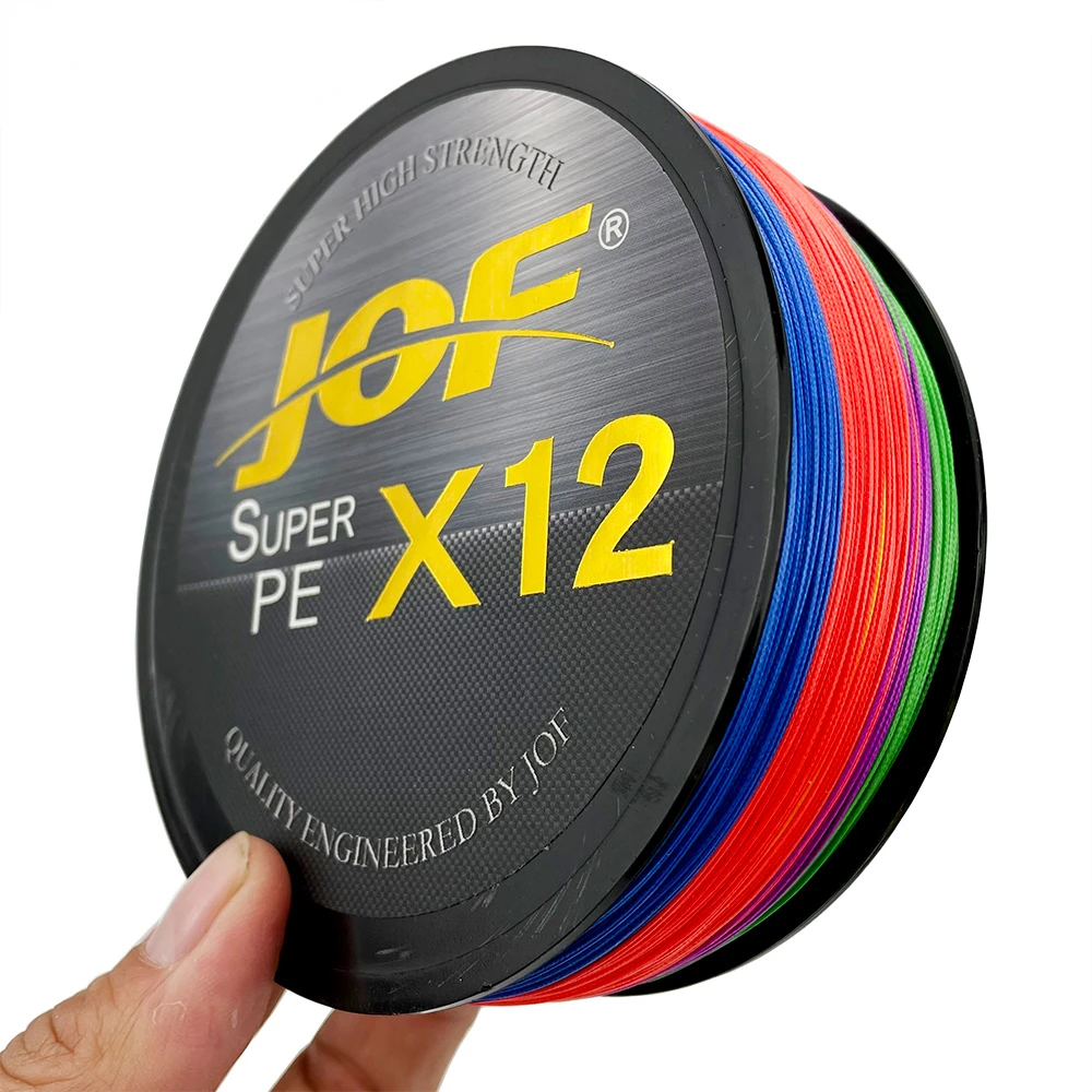 JOF Multifilament Braided Fishing Line X12 Strands 300-500m Strong Strength 25-92LB Leader Wire 0.14-0.4mm Sea Fishing Tackle