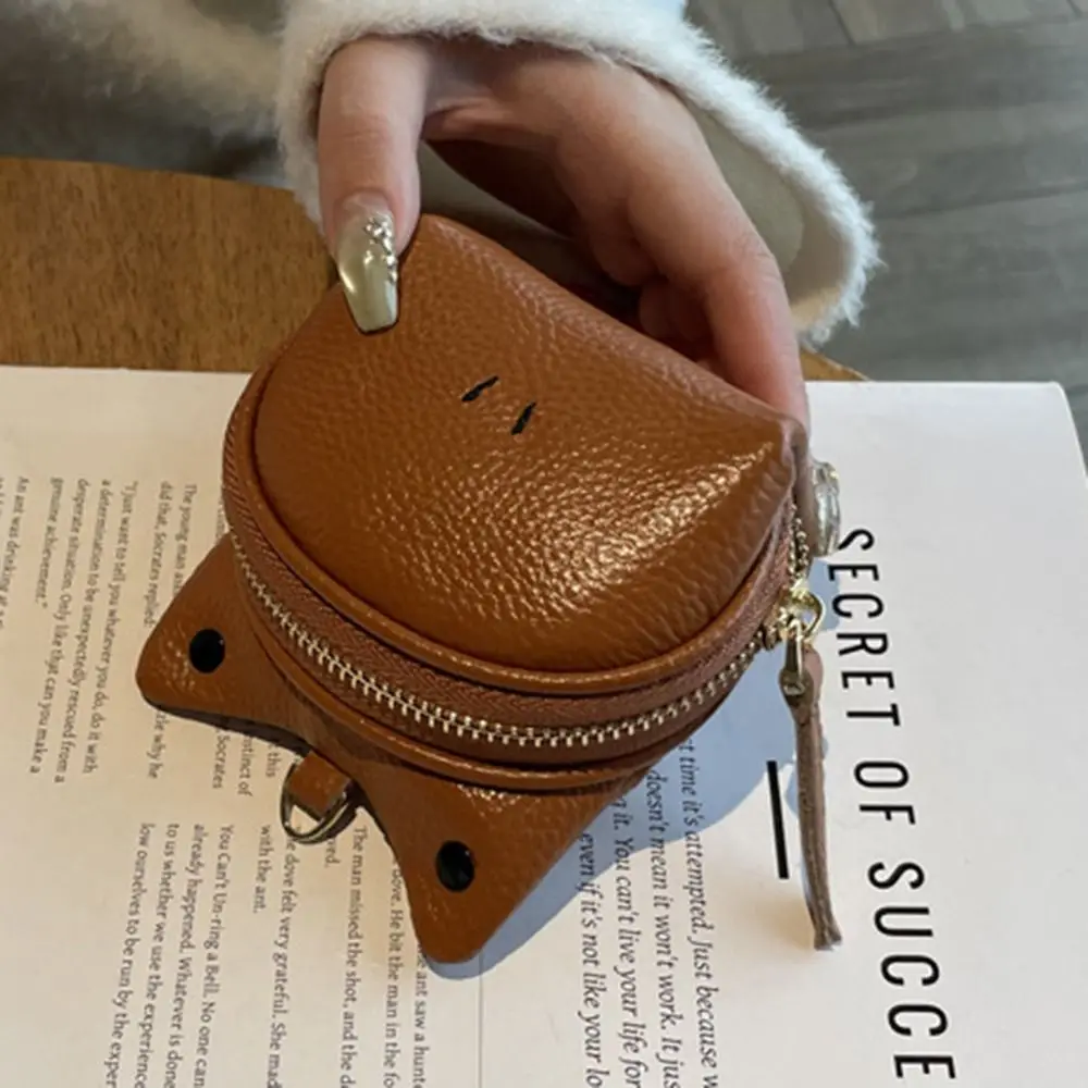 Luxury Zipper Genuine Leather Coin Purse Card Bag Keychain Cute Coin Wallet Clutch Cash Storage Mini Key Bag Outdoor