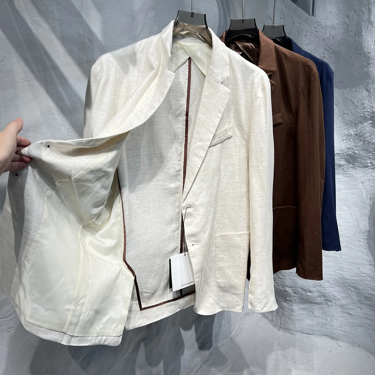  Italian Sle Men's Linen Suit Autumn New Arrival Lightweight Ele Busin Casual Classic Fit Two Button Suit