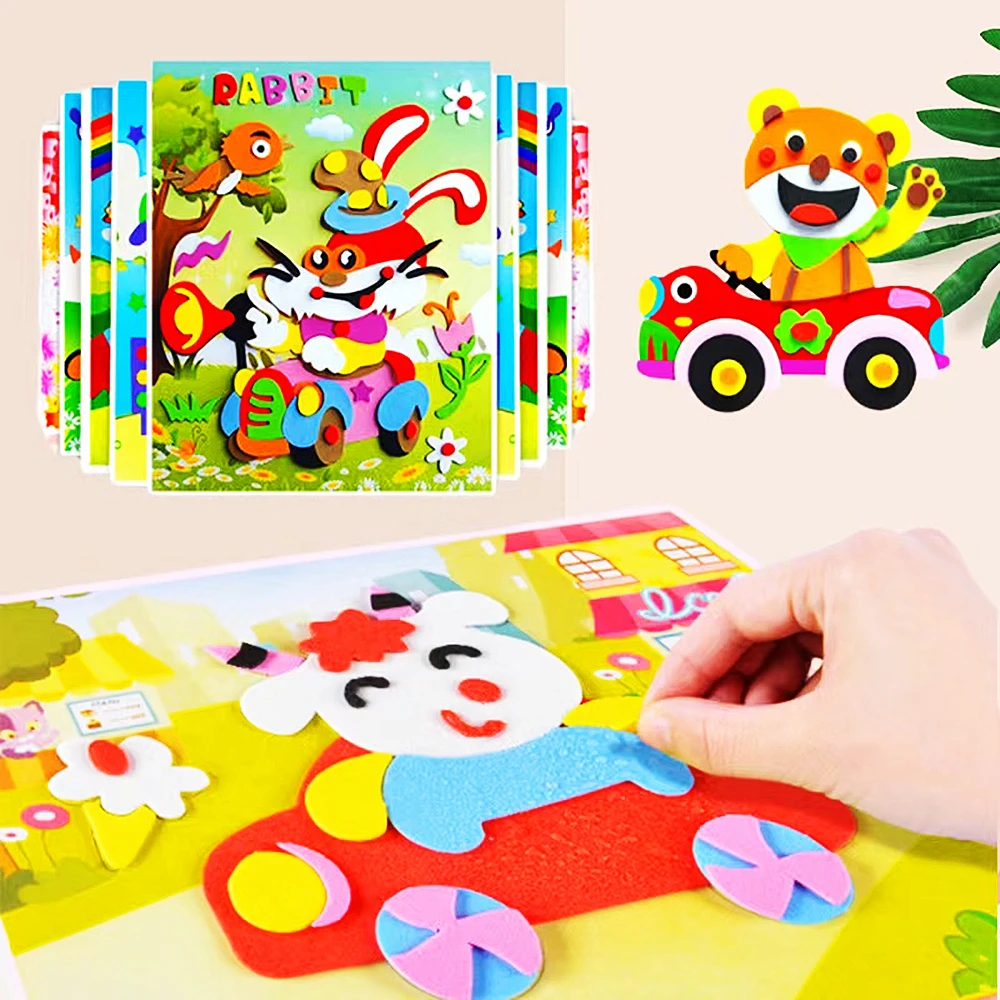 10Pcs 20 Patterns EVA Foam DIY Stickers Animal Jigsaw Puzzle Game Kids Birthday Party Favors Christmas Gifts Kindergarten Prizes