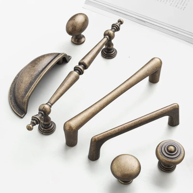 Long Bronze Furniture Door Handle Cupboard Drawer Hardware Antique Cabinet Pulls Kitchen Drawer Knobs Wardrobe Closet Handles