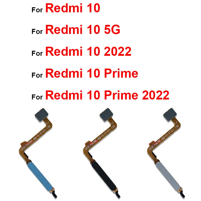 Fingerprint Sensor Flex Cable For Xiaomi Redmi 10 10 Prime 2022 5G Finger Print Power Button Home Key Touch Flex Ribbon Parts