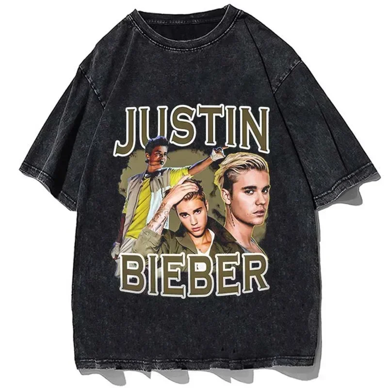 Hip hop rapper Justin Bieber T-shirt fashion cotton oversize shirt summer Men Women casual short sleeve tees tops streetswear