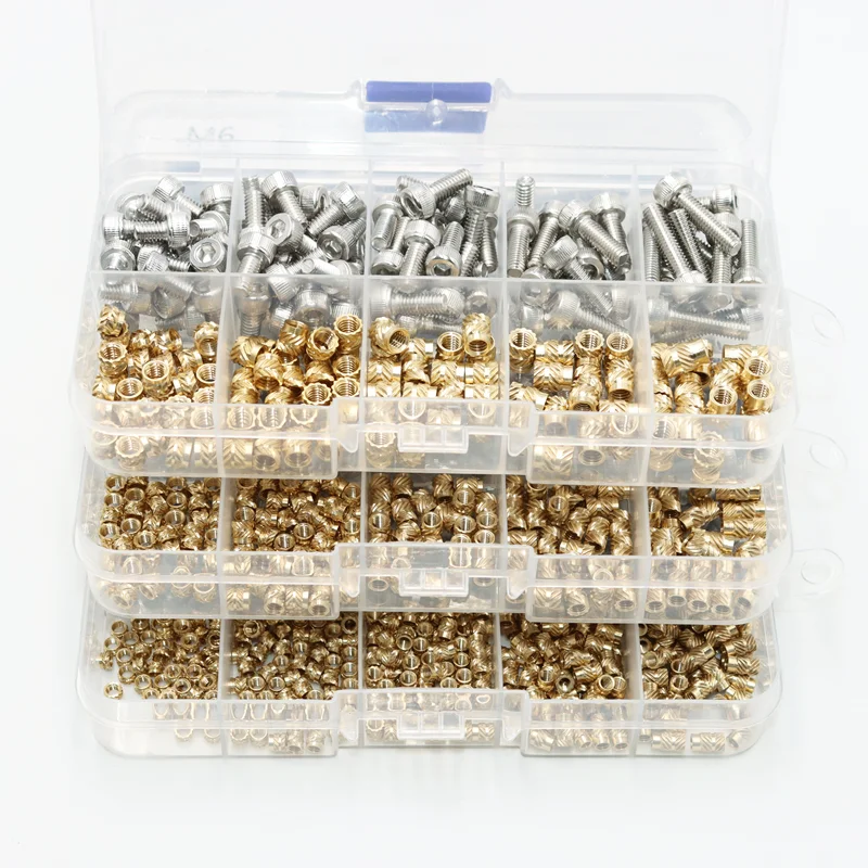 Heat Insert Nut Brass and Stainless Steel Hex Socket Screw Hot Melt Embed Thread Inserts Nuts With Soldering Iron Tip 3D Printer