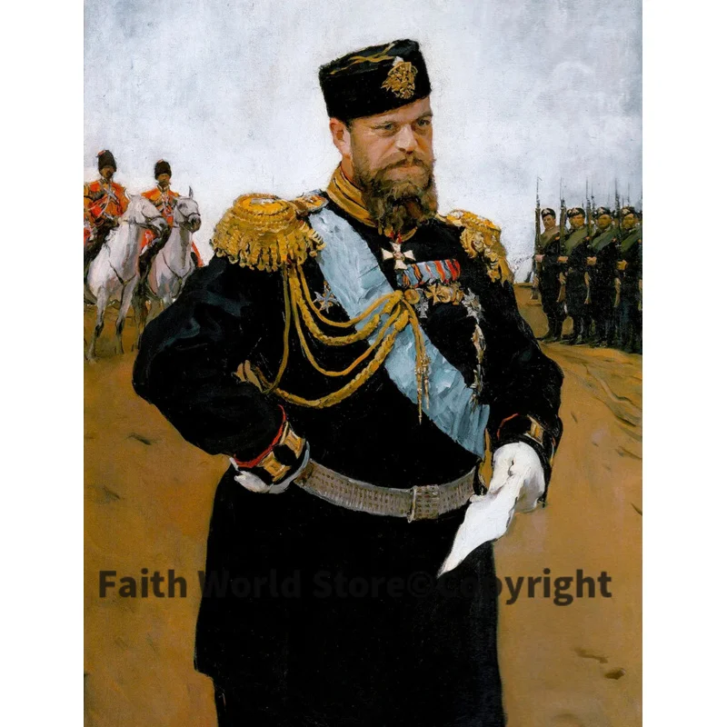 

2025 new # HOME OFFICE art - Emperor of Russia Russian Tsar Alexander-III Portrait print art painting on canvas 20 inches