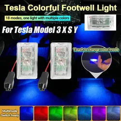 Dla Tesla Model 3 X S Y Akcesoria wewnętrzne Pasują do oświetlenia przestrzeni nożnej Oświetlenie bagażnika LED Lampa drzwi RGB 7 kolorów Bezprzewodowy dotykowy styl samochodu