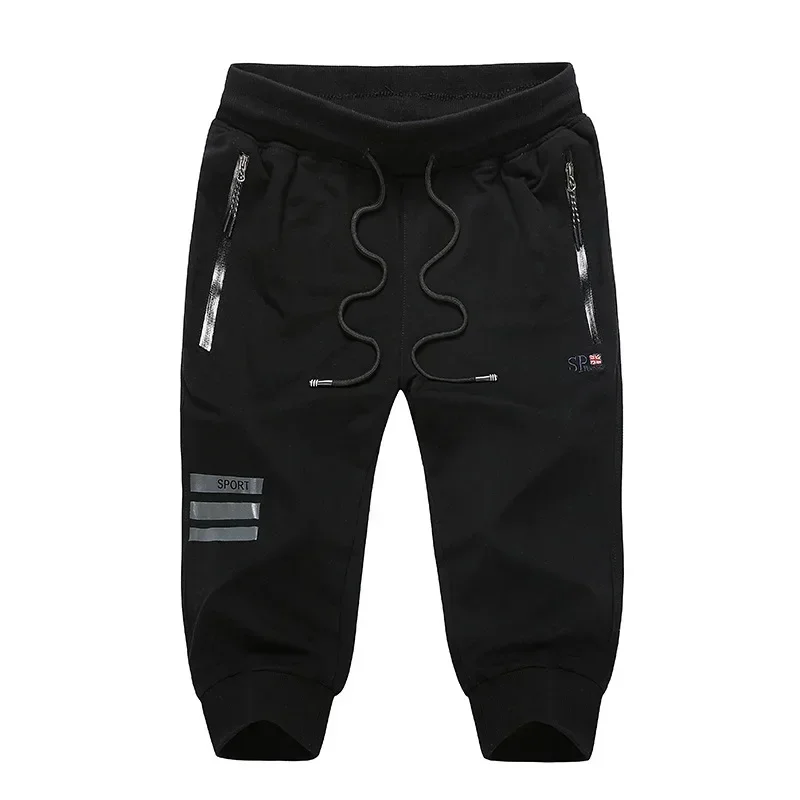 Men's Shorts Cotton Elastic Summer Bermuda Male 3/4 Calf Big Size Plus Large 7XL 8XL 9XL Cuff Below Knee Homme Clothing 2026