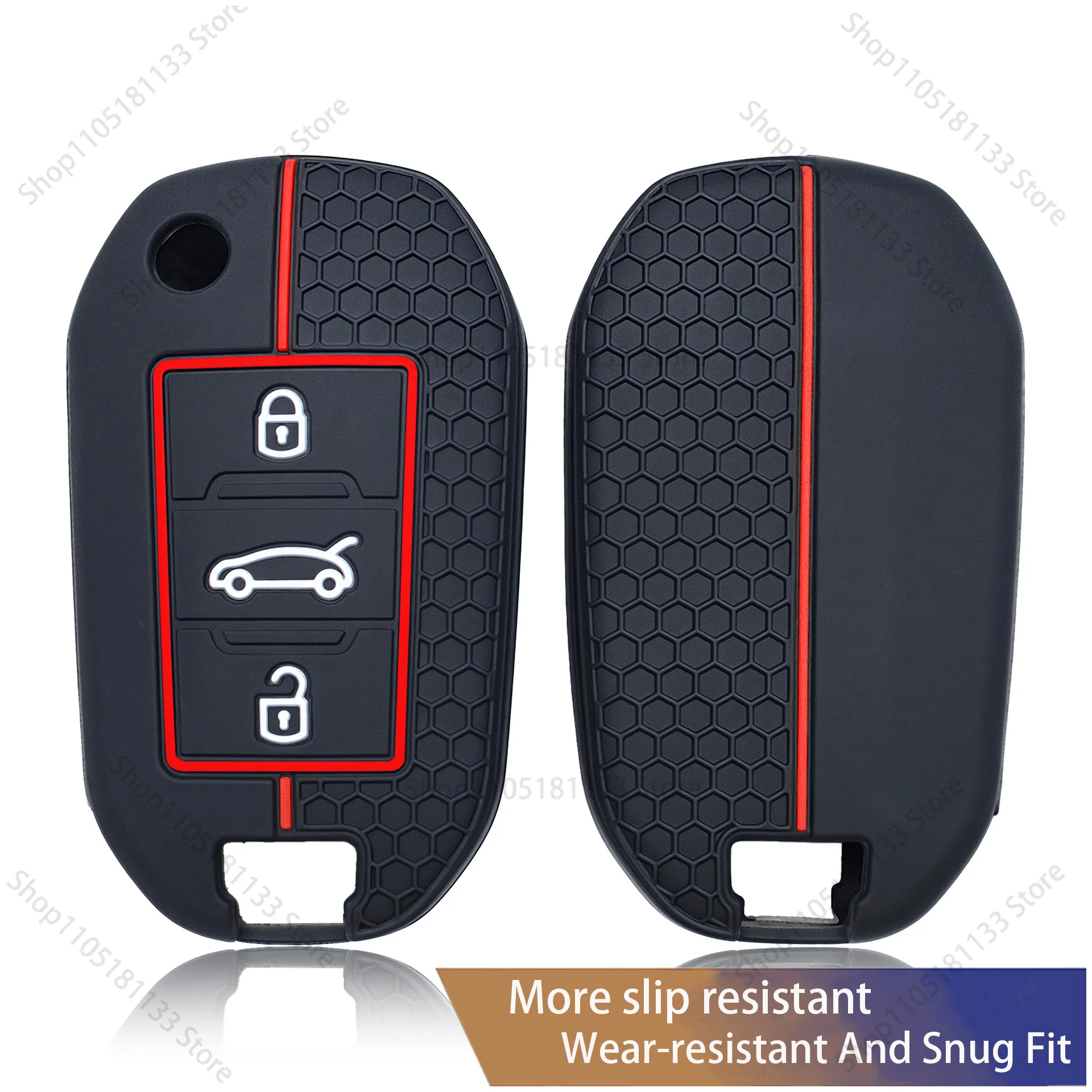 For Peugeot 301 For 3008 For 508 For Citroen C-Elysee C3 C4L Folding Key Cover Honeycomb Pattern Silicone Case