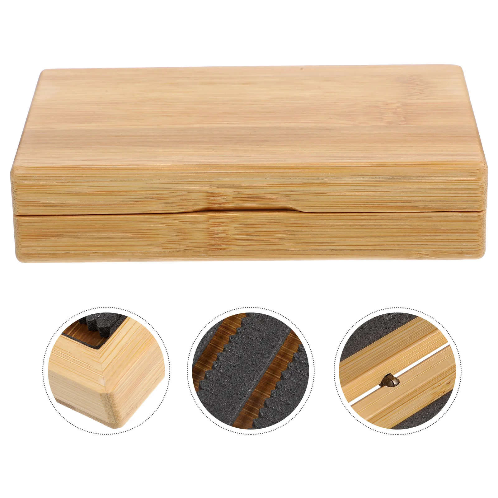 

Bamboo Fly Fishing Box 143*94*38mm Wood Color Micro Slit Foam Storage Classical Tackle Lure Bait Case Organizer Fishing Gear