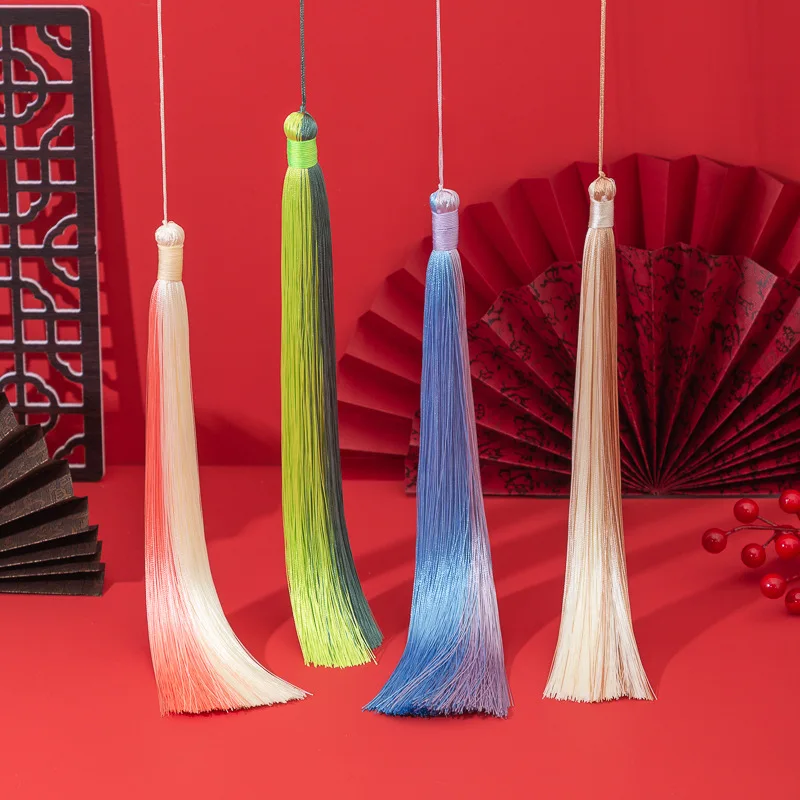 30CM Long Vertical Chinese Knot Hanging Tassels Polyester Thread Anti-crease Costume Clothing Decoration Kotoho For DIY Crafts