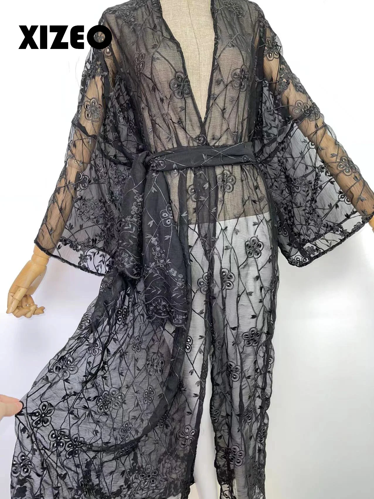 XIZEO elegant Autumn Winter Women Cardigan kaftan fashion African Holiday free size long Sleeve Party wedding gift kimono