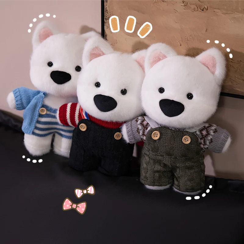 

25cm Cute Dog With Overalls Dress Plush Toys Kawaii Soft Stuffed Dolls Girls Boys Christmas Gift Sleeping Compinon Plush Toy