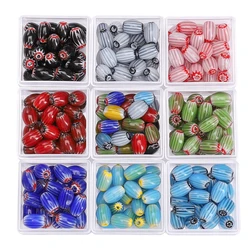 10pcs 6x9mm Fashion Glass Lampwork Beads Vintage Oval Beads for DIY Women Making Bracelet Necklace Accessories