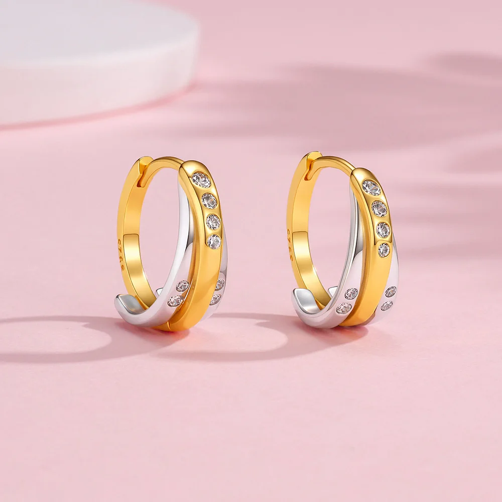 Two-tone Hoop Earrings For Women Minimalist Design Drop Earrings Golden Enamel Earrings Fashion Jewelry Gifts For Her Hot Sale
