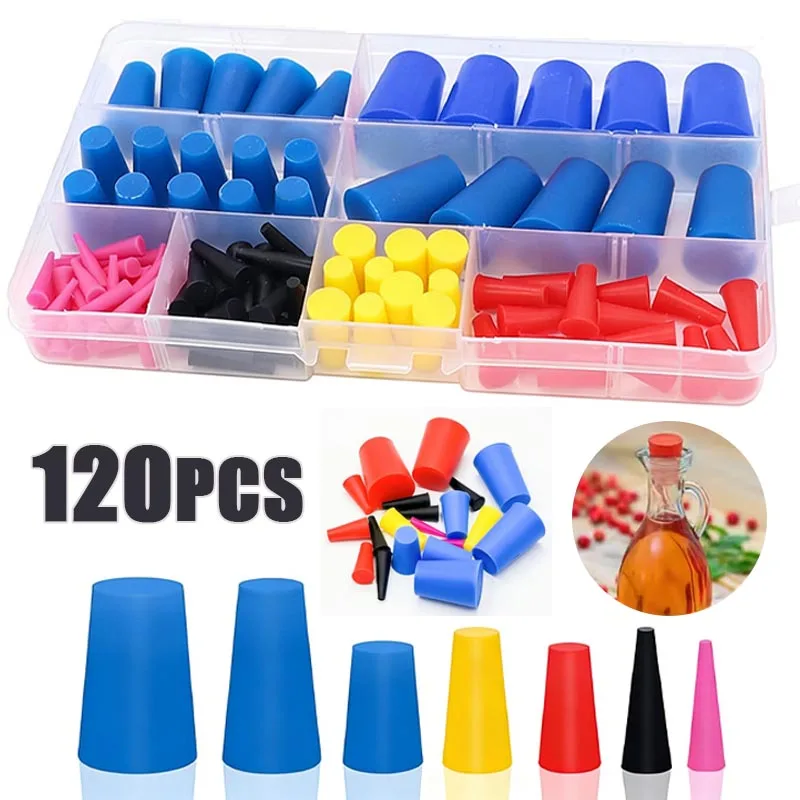 120PCS Protective Silicone Tapered Plugs Kit Reusable Heat Resistant Rubber Stoppers Assorted Sizes for Car Repair Workshop