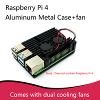 Raspberry Pi 4 Model B Aluminum Case Dual Fan Metal Shell Optional Fan Heat Sinks Passive Cooling For Raspberry Pi 4