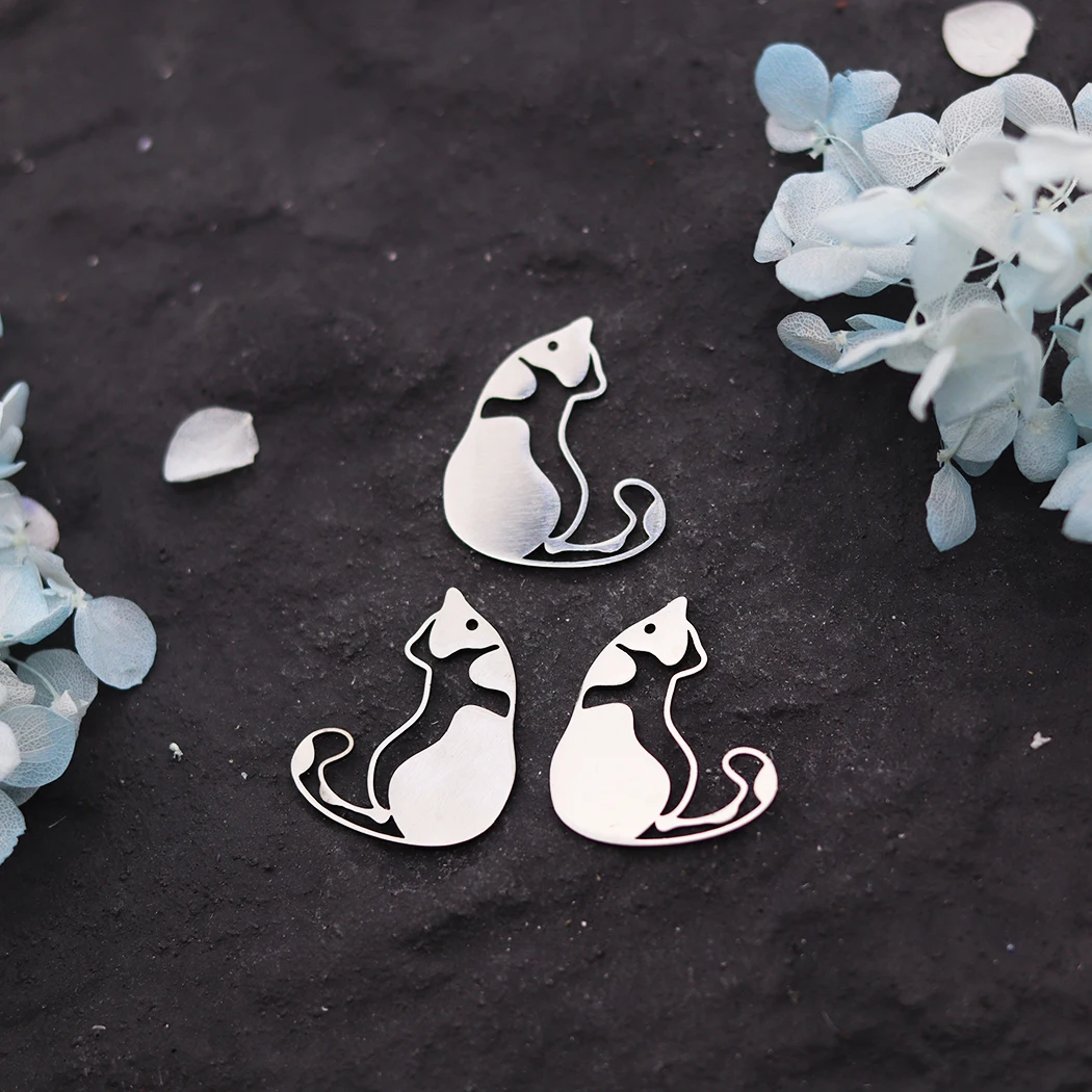 3 قطع جميلة هريرة diy سحر الفولاذ المقاوم للصدأ سحر لصنع المجوهرات الأقراط أساور الحرفية لطيف القط قلادة صالح الاطفال الهدايا #5