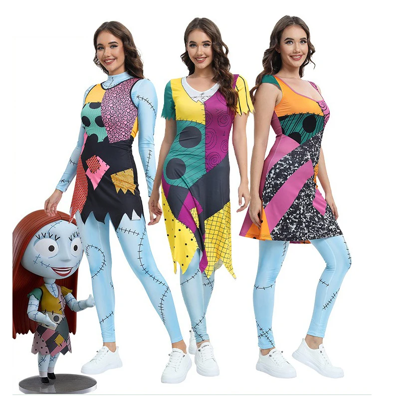 

Anime Movie Cosplay Dress Halloween Party Set Costume Christmas Women Slim Jumpsuit Catsuit Zentai Bodysuit Gothic Leggins