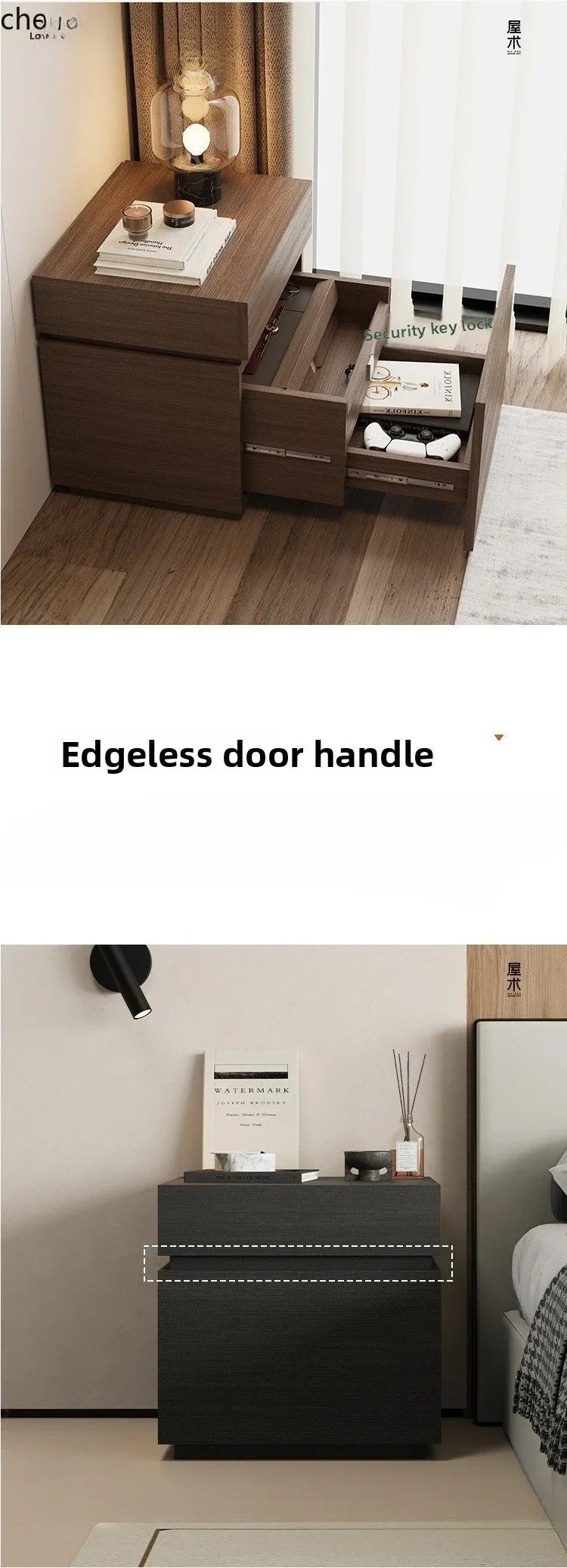 DSA  Storage Cabinet with Fingerprint Lock, Bedside Cabinet with Hidden Compartment