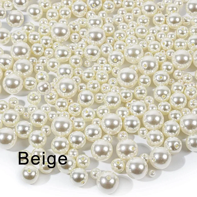 3-16mm Ivory Pearl Beads ABS Imitation Pearl with Hole Craft Bead Acrylic Loose Pearls for DIY Bracelet Sew Craft Jewelry Making