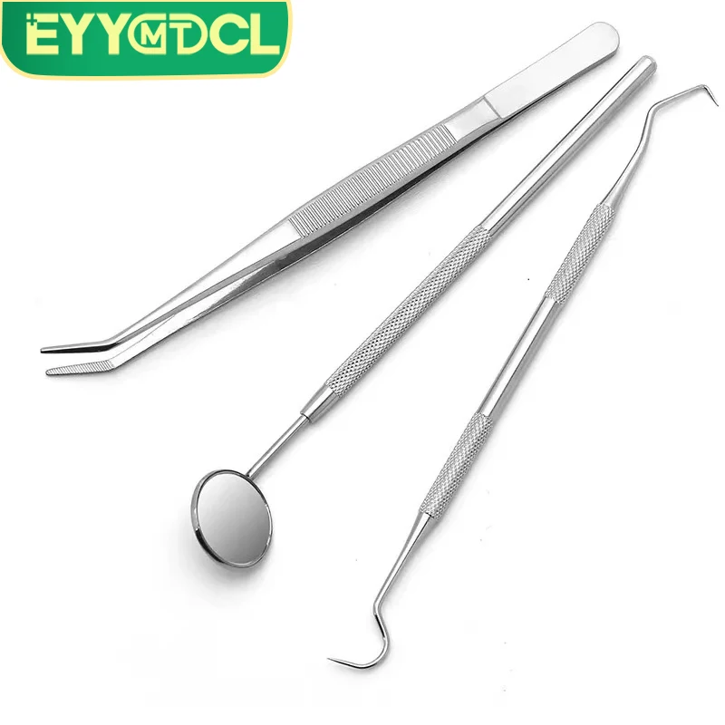 Stainless Steel Dental Mirror for Removing Dental Calculus Tooth Stains Oral Mirror Tweezers Sickle Probe Dentist Whitening Tool