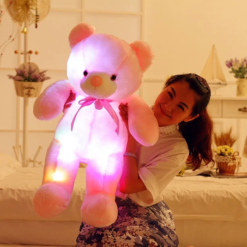 New recording colourful glowing bear plush toy teddy bear plush doll holiday gift