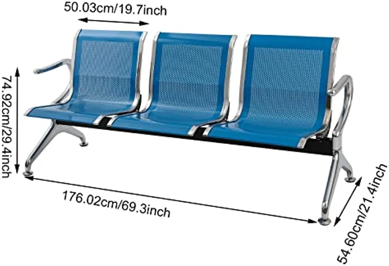 Silla con brazos para sala de espera, Banco de recepción de 3 asientos, para negocios, Hospital y mercado