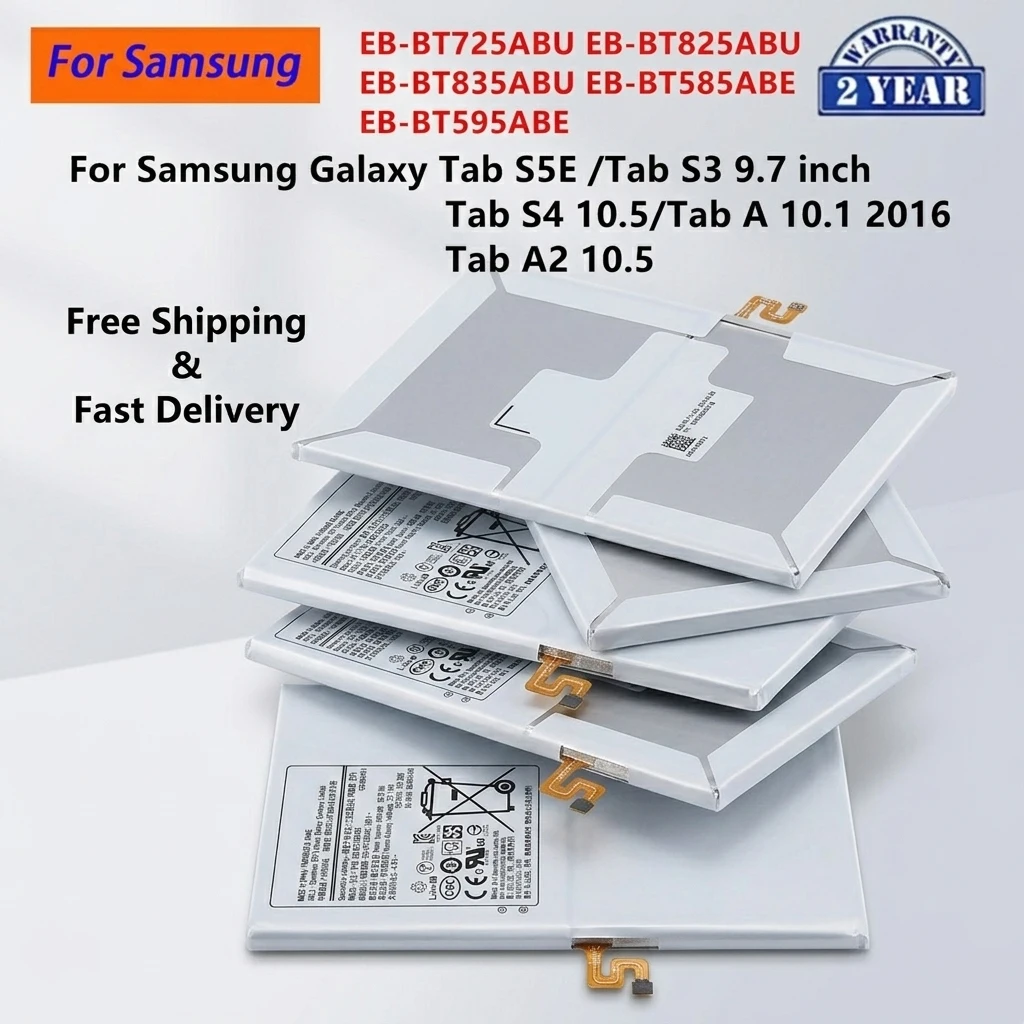 

EB-BT725ABU Tablet Battery for Samsung Galaxy Tab S5e T720 T725 T725C, 7040mAh Replacement for Tab S3 T820 T825 S4 T830 T835
