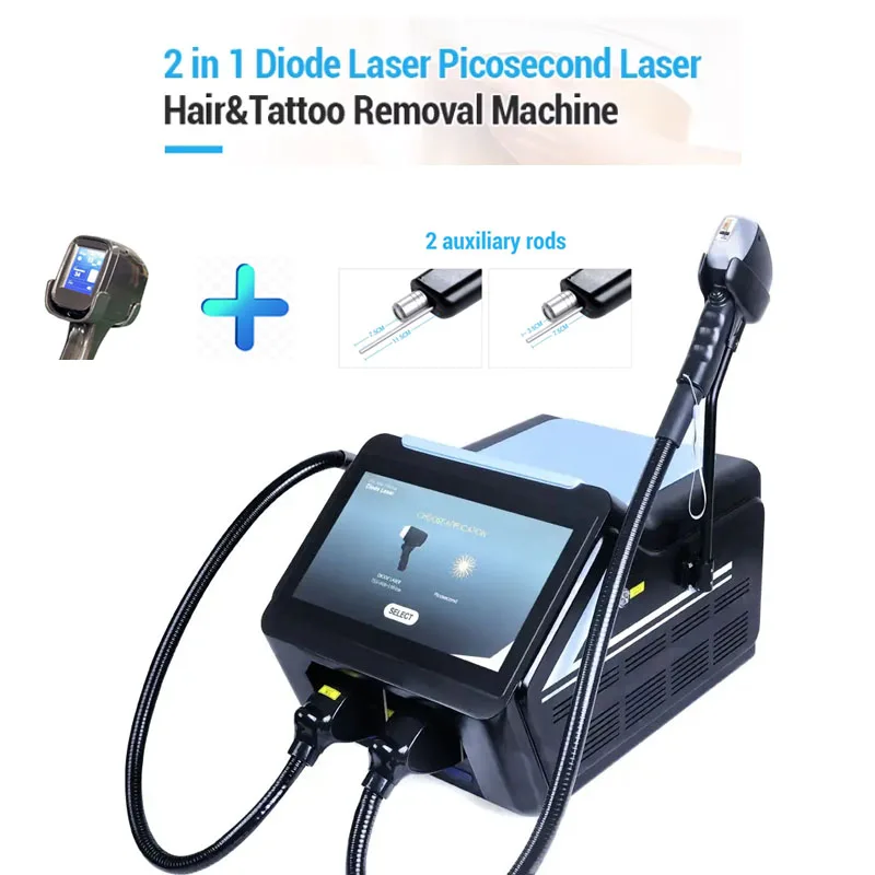 Picotech Diode Laser Depilação Máquina, Nd Yag Remoção de Tatuagem Casca de Carbono Profissional Facial, Equipamento do salão de beleza, 2 em 1