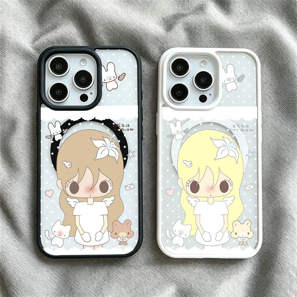 Cartoon Korean Girl Cases for Samsung Galaxy A17 A27 A37 A57 S26 S25 A16 A36 A56 S24 S23 FE Plus Edge Ultra 4G 5G Acrylic Cover