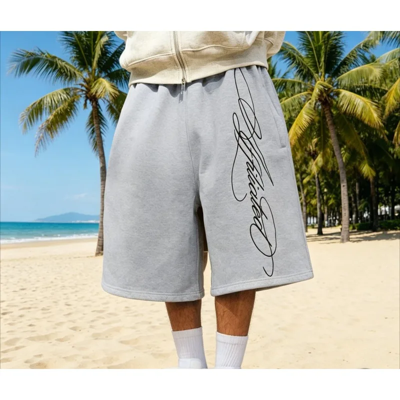 Retro Men's Hip-hop Shorts, Trendy Loose Casual Five Quarter Shorts, Unisex Summer Collection