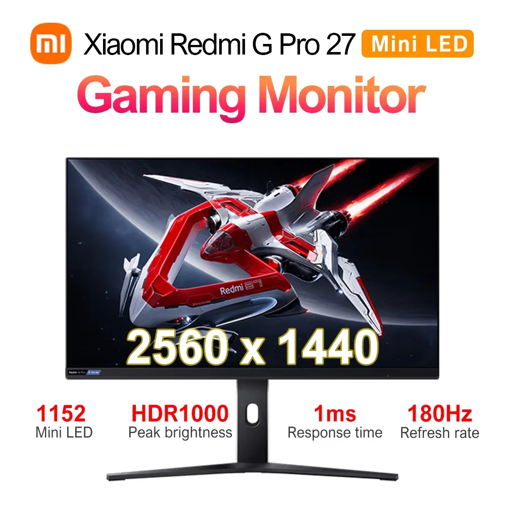 Xiaomi Redmi Mini LED Gaming Monitor G Pro 27″ Fast IPS 2K 180Hz Refresh Rate 1ms Response Time HDR1000 Multifunctional Bracket