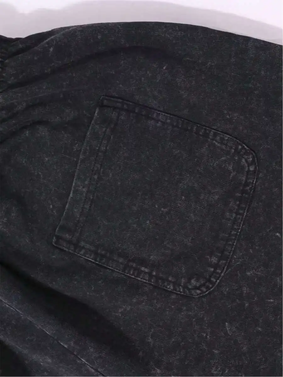 

Mens Washed Denim Shorts With Elastic Waist And Drawstring Side Pockets Casual Summer Shorts