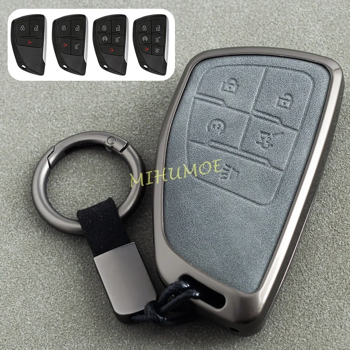 Metal Car Key Fob Case Cover Keychain Ring For Chevrolet Silverado 1500 Tahoe Suburban Colorado Traverse GMC Yukon Canyon Sierra