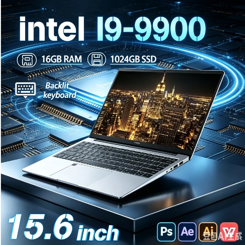 Portable 15.6 Inch Laptop Intel I9-9900 32GB RAM 2TB SSD Full HD Display High Speed Home Office Gaming Notebook