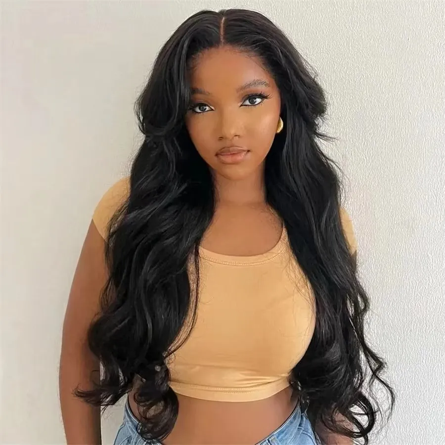 

Natural Black Body Wave Human Hair Wigs 13x4 HD Transparent Lace Frontal Wig Pre Plucked Bleached Knots Swiss Lace Front Wig