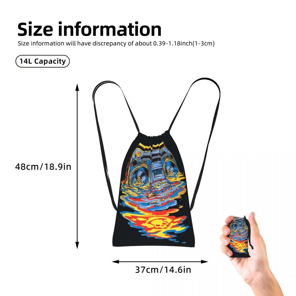 Color Graffiti Radio Backpacks Portable Drawstring Bags Sports Bag Book Bags for Man Woman School view 4