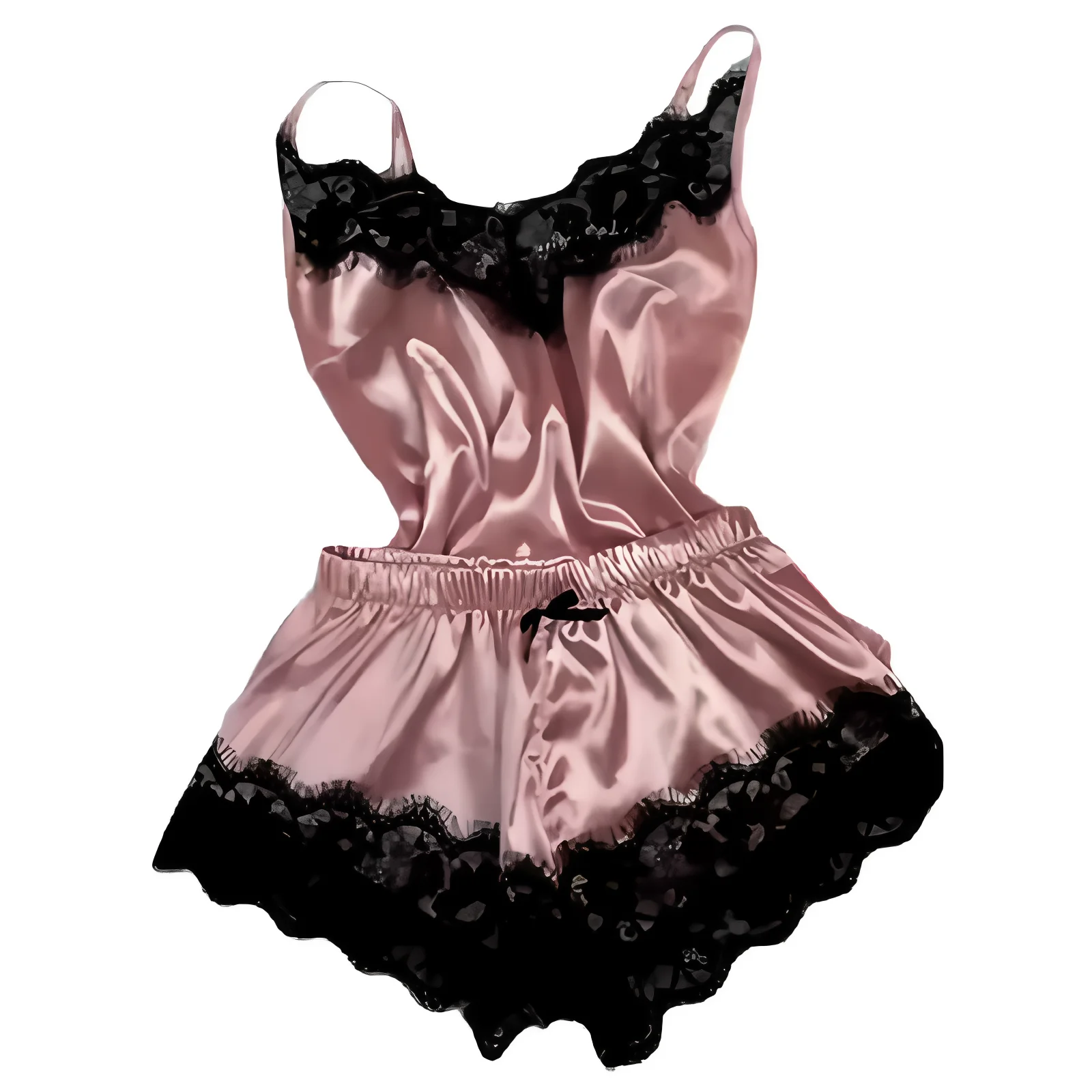 

Ice silk pajamas, feminine lace two-piece camisole and shorts set