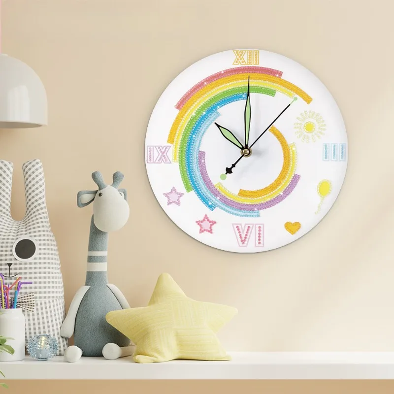 New Diamond Painting Clock for Children's Creative Handmade DIY Nightglow Diamond Wall Clock with Simple Decoration Quartz Watch