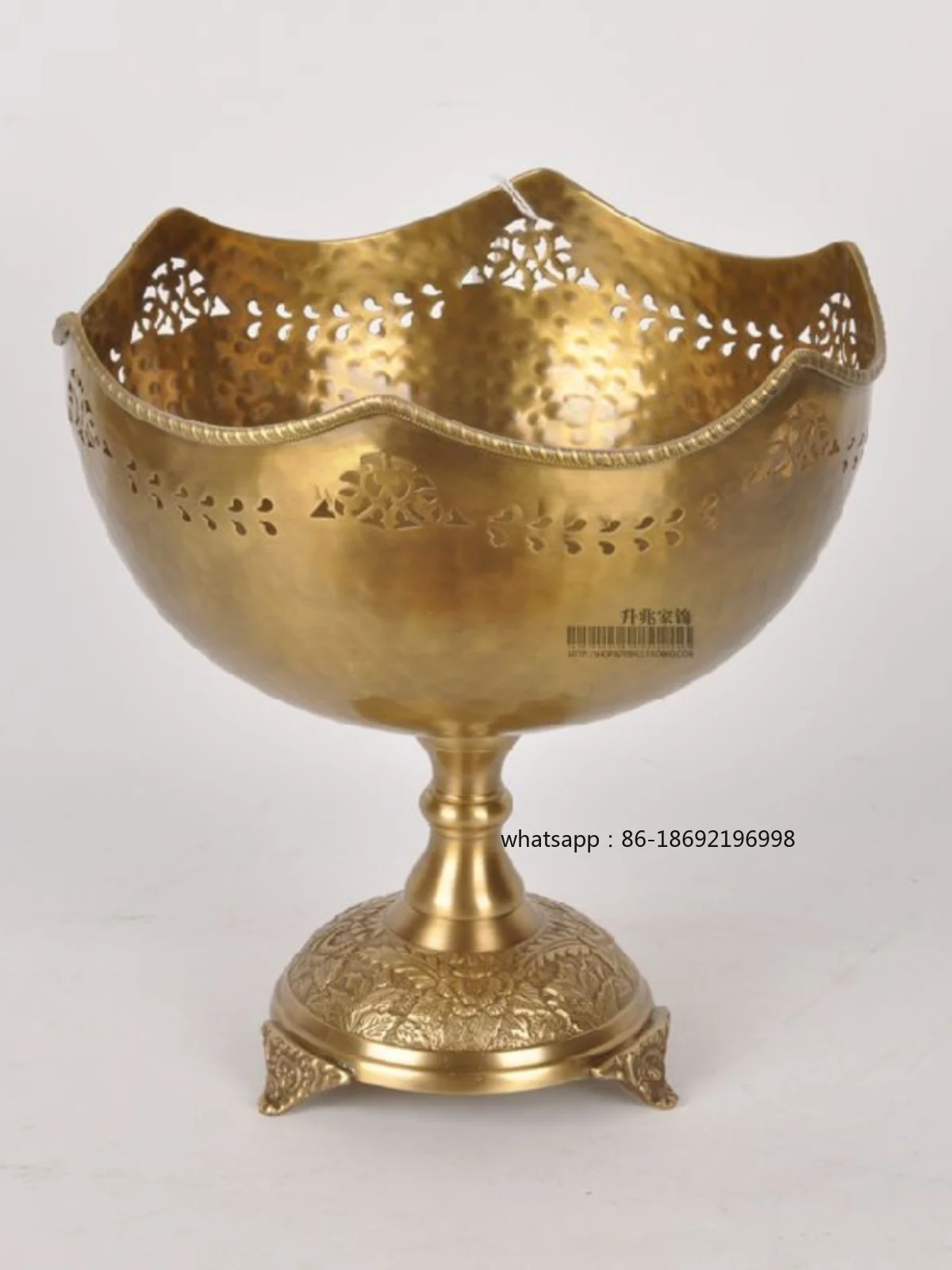 India Imported Nordic American Vintage Brass Bowl Fruit Plate Storage Tray Luxury Model Room Decoration Ornaments