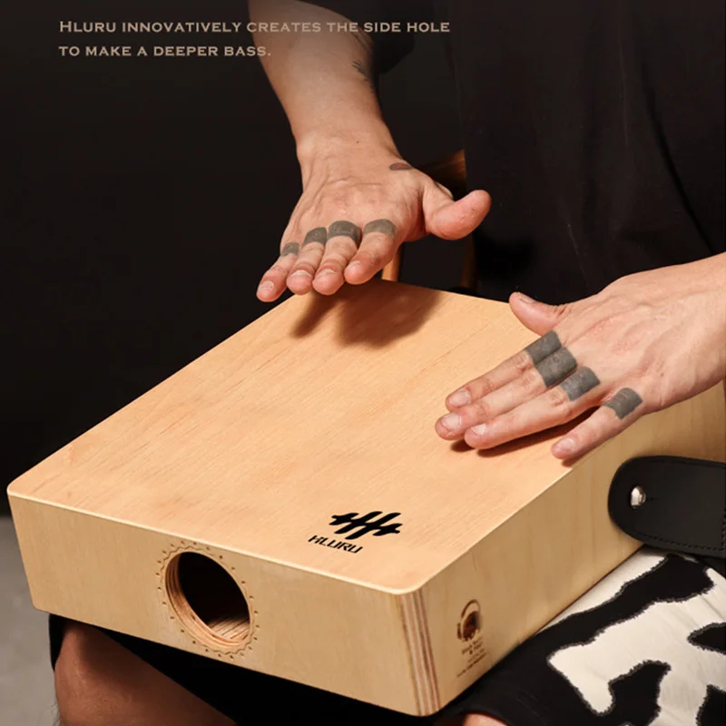 HLURU Wooden Box Drum Cajon Box Drum Music Drum Kahong Drum Instrument Travel Drum Professional Hand Drum Percussion Instrument