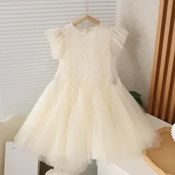 Girls New in Ceremony Wedding Clothes Bridesmaid Women Elegant Party Evening Dresses 5 7 9 10 Years Old White Children's Costume