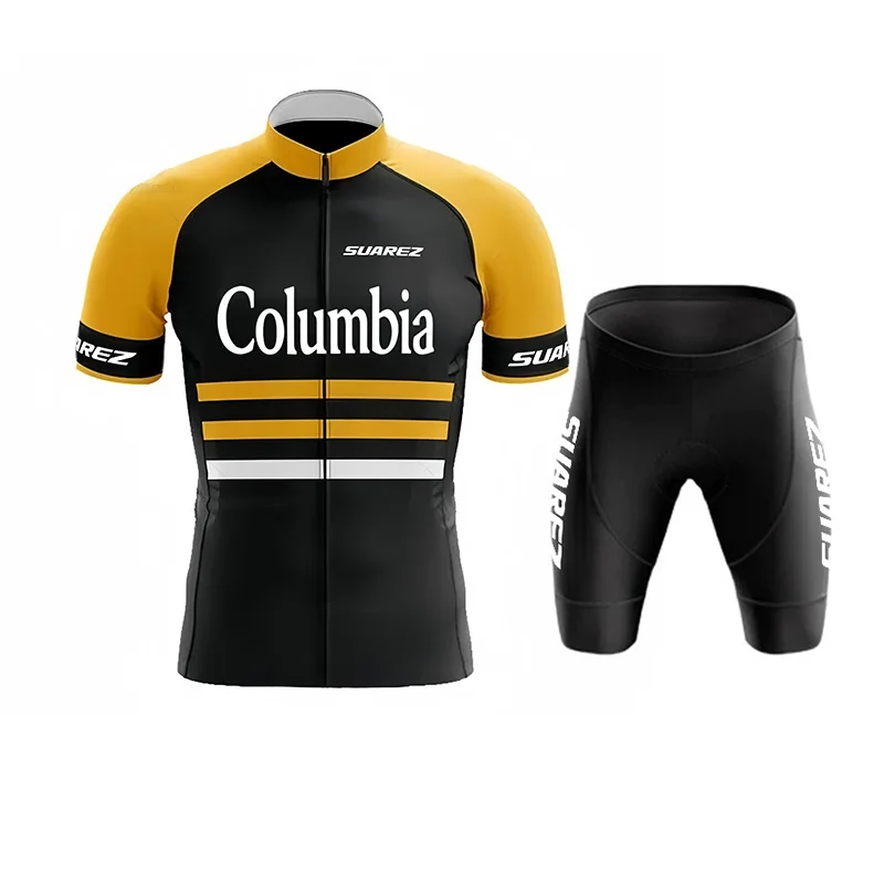 Camiseta de Ciclismo Columbia Team para Hombre, Modelo SUAREZ, Manga Corta, Ropa para Ciclismo de Montaña y Triatlón, Culotte con Tirantes