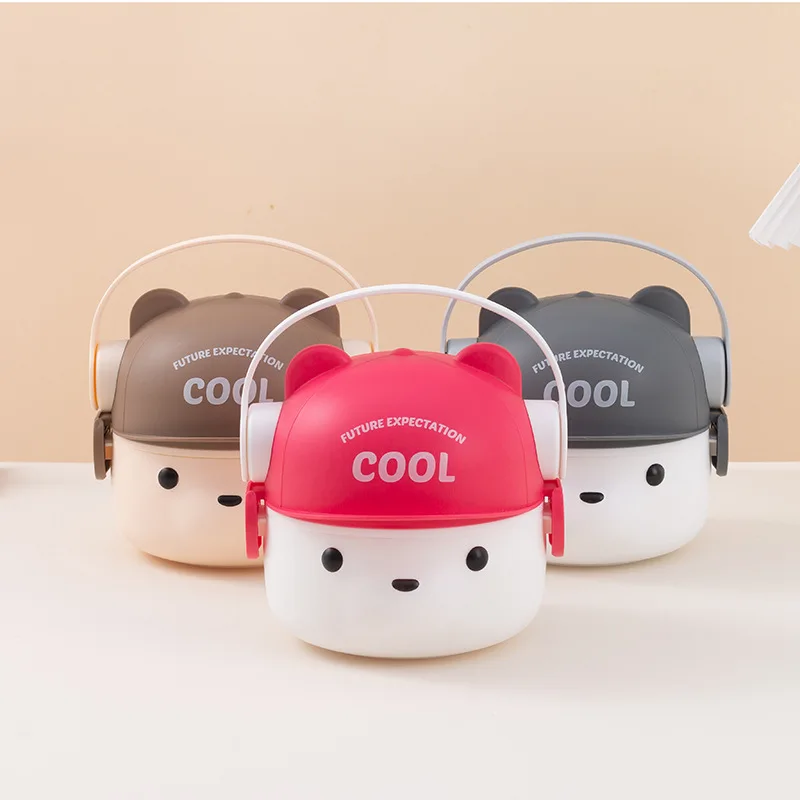 

304 Stainless Steel Cute Style Lunch Box Portable Leakproof Design for Outdoor School Plastic Student Bento Box Microwave Safe