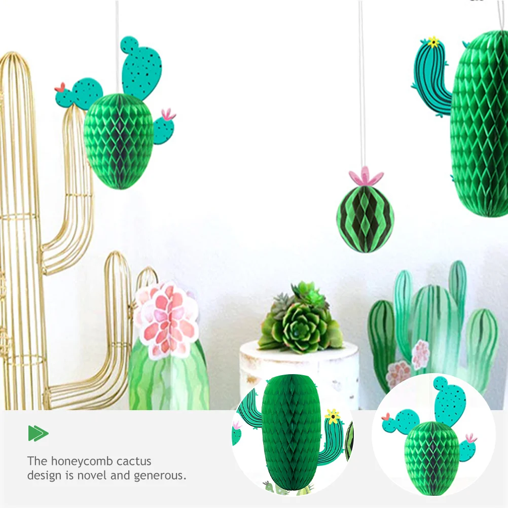 6 Pcs Cactus Ornament messico tavolo decorazioni per la tavola tavolo da pranzo parete a nido d\'ape appeso ornamenti per feste tavolo di carta